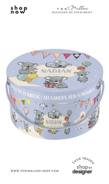 Cutie Koala trusou botez rotunda cu ursuleti Koala si baloane colorate 3
